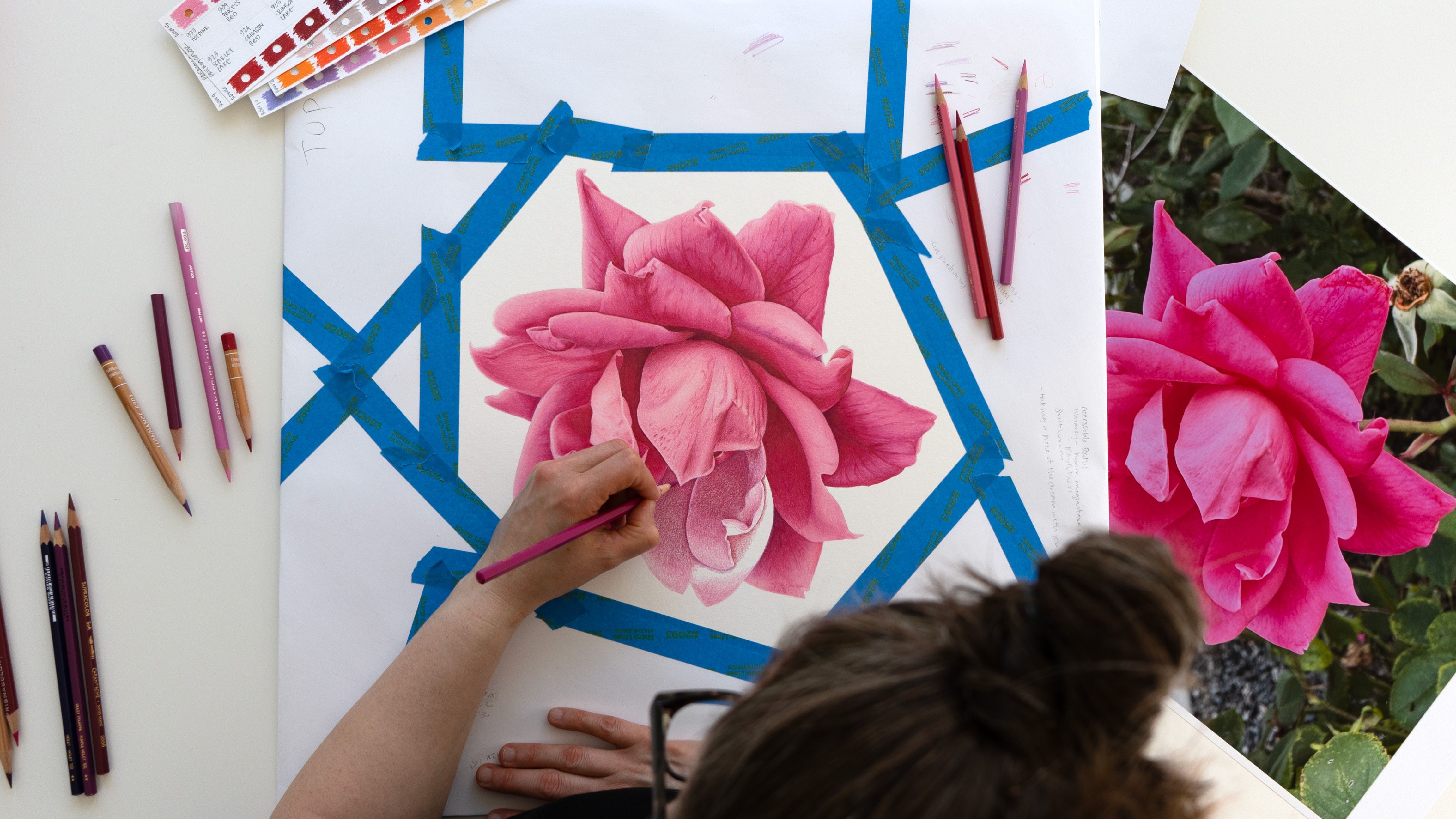 Amy making art